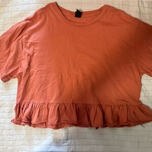 wild fable Coral Ruffle-Hem Crop Top